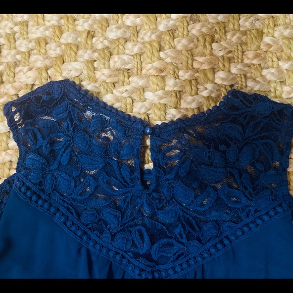 Dress purple sparkly lace short sleeve blue cold - Picture 4 of 10